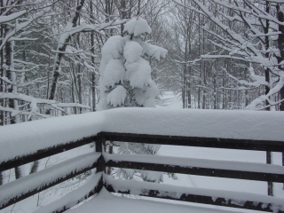 Typical winter storm at Snowman Cabin.